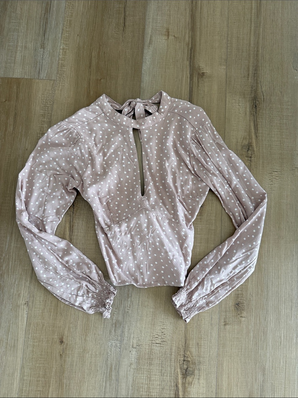 NWT Abercrombie Tie-Back Polka Dot Long-Sleeve Top